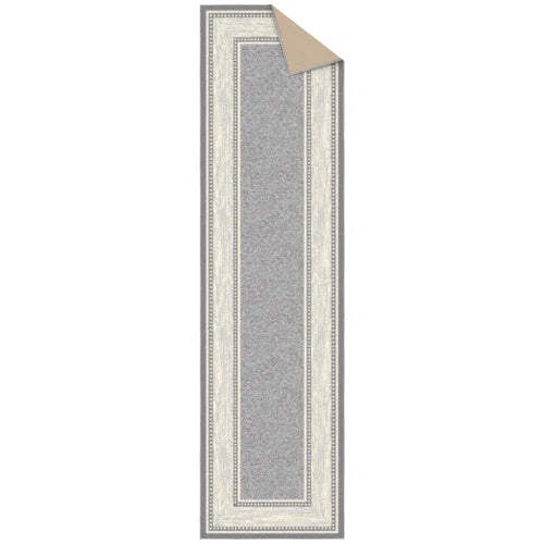 Ottohome Non-Slip Bordered Area Rug For Living Room, Hallway, Entryway Rug, Gray