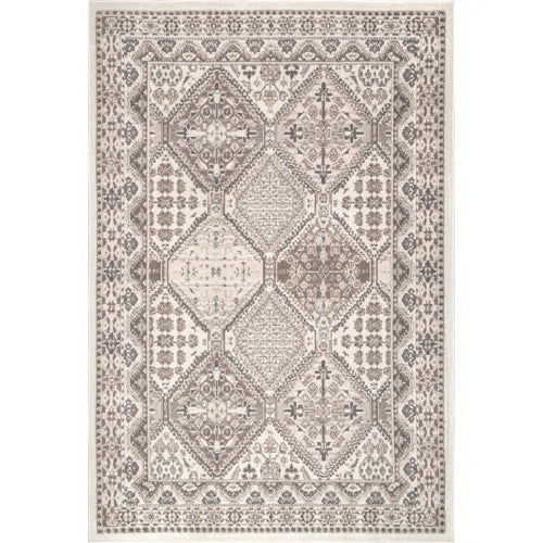 Holden Traditional Tiled Power Loom Performance Beige/Cream Rug