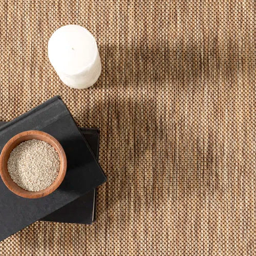 Alegre Bordered Power Loomed Tan Indoor/Outdoor Rug