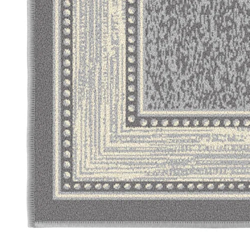 Ottohome Non-Slip Bordered Area Rug For Living Room, Hallway, Entryway Rug, Gray