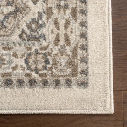 Holden Traditional Tiled Power Loom Performance Beige/Cream Rug