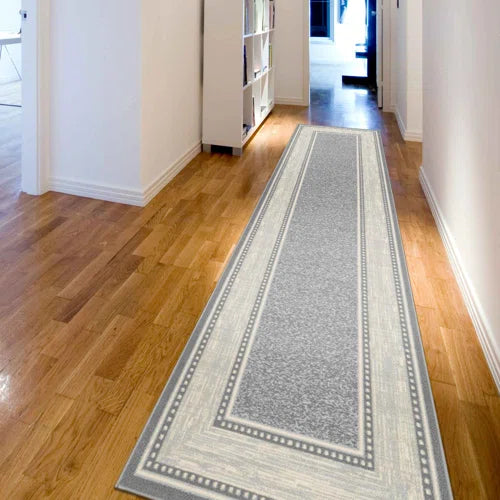 Ottohome Non-Slip Bordered Area Rug For Living Room, Hallway, Entryway Rug, Gray