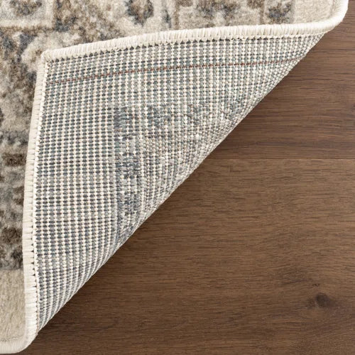 Holden Traditional Tiled Power Loom Performance Beige/Cream Rug
