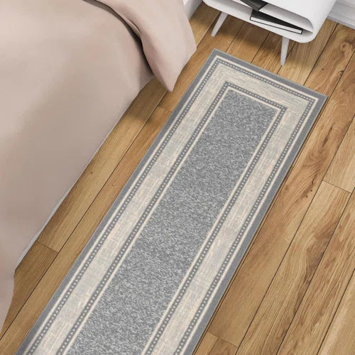 Ottohome Non-Slip Bordered Area Rug For Living Room, Hallway, Entryway Rug, Gray